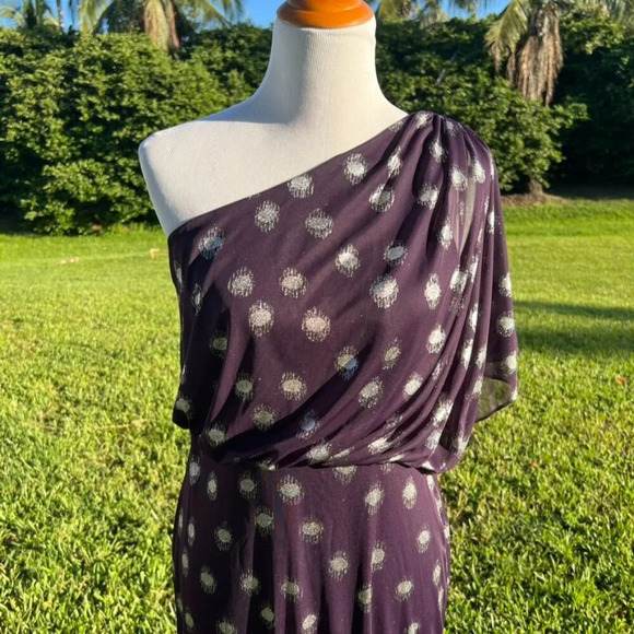 Adrianna Papell Formal Evening Gown One Shoulder Blouson Floor Length Size 4 - Picture 3 of 6